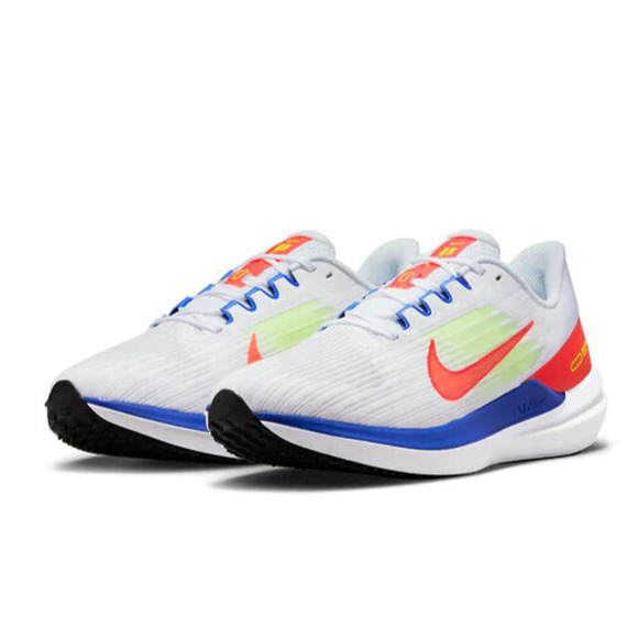 Nike Air Winflo 9 Sneakers Men\'s Running shoes 9.5 White Crimson-Racer Blue